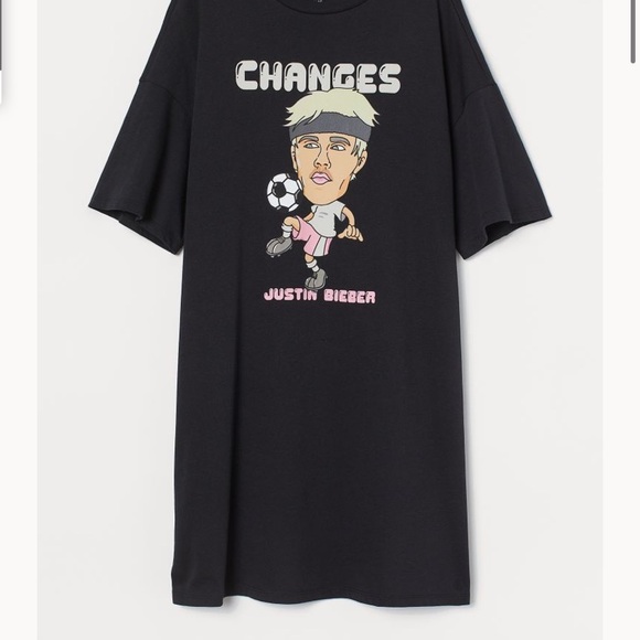 NEW H&M Justin Bieber printed tshirt dress S - Picture 2 of 4